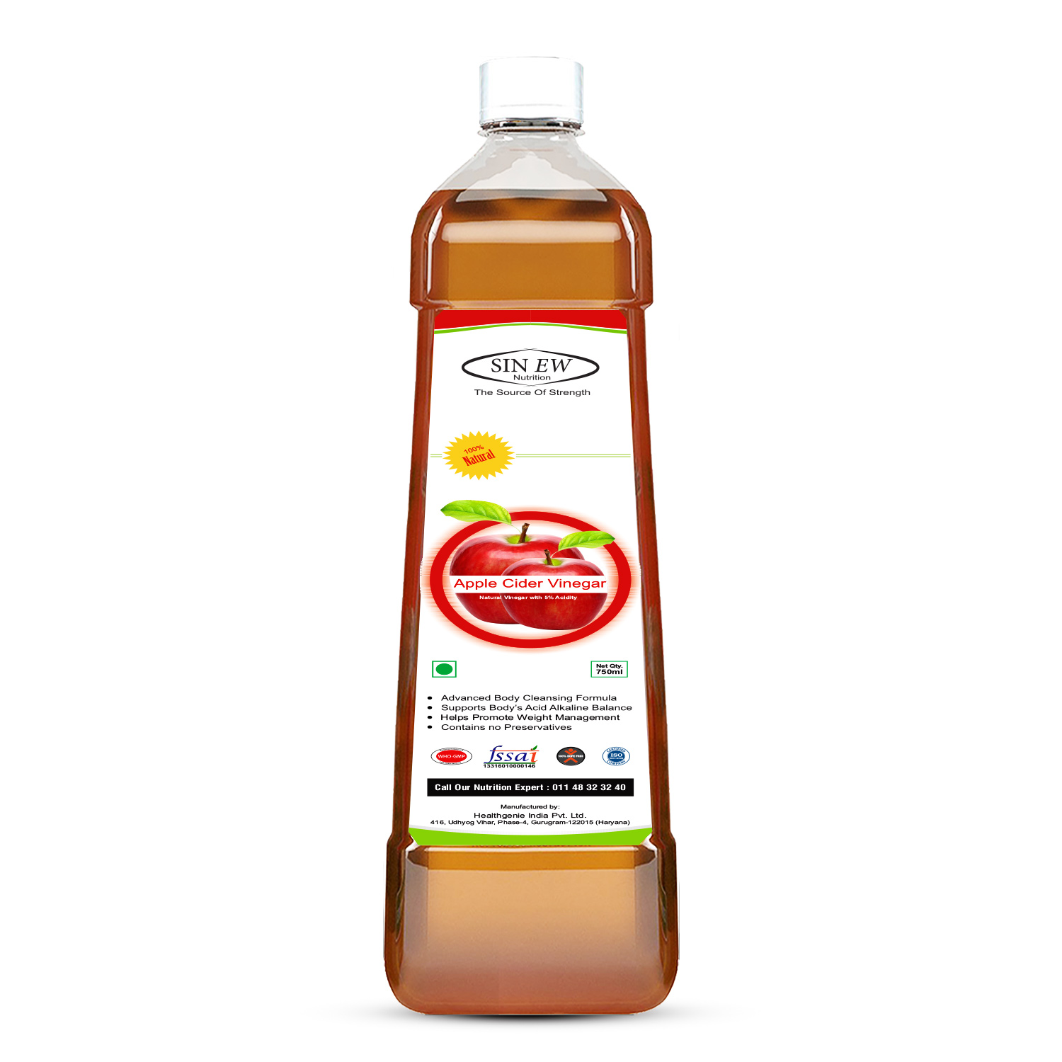 Compare & Buy Sinew Nutrition Raw Apple Cider Vinegar without Mother 750ml Online In India At