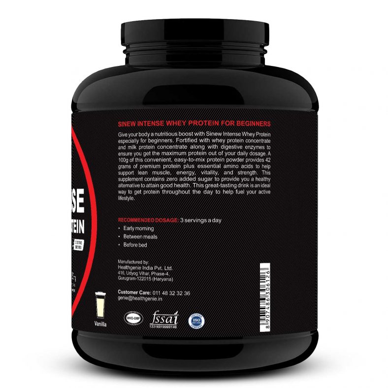 Compare & Buy Sinew Nutrition Intense Whey Protein For Beginners Vanilla (2kg) Online In India 